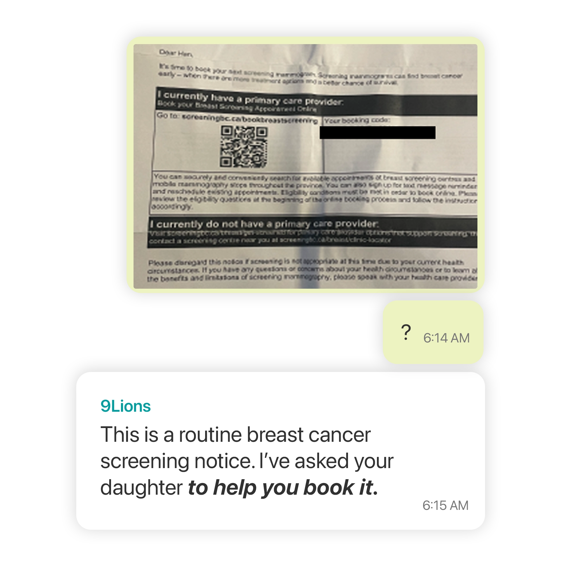 WhatsApp chat example